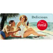 Nostalgic-Art Long Sign Coca-Cola - Beauties - Beach Couple 25x50cm
