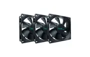 Apevia AF38S-BK 80mm 4pin Molex + 3pin Motherboard Silent Black Case Fan (3-pk)