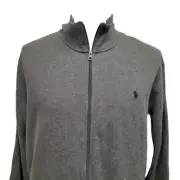 NWT Polo Ralph Lauren XXL Track Jacket Gray White Striped Fleece Lined Full Zip