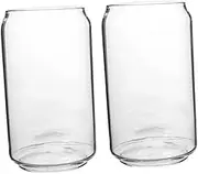 BIUDECO 2Pcs Creative Transparent Glass Cup Can Shape Beverage Glass for Beer Juice and Cocktails Drinkware for Home and Bar Use