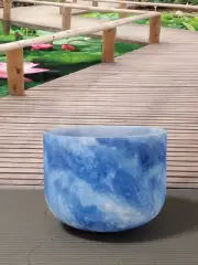 Stone Pattern Design 432Hz Frosted A Third Chakra Quartz Crystal Singing Bowl 8"