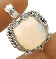 Natural 6CT Fire Opalite 925 Sterling Silver Pendant 1 1/4" Long @B5-1
