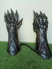 Medieval Black Gauntlet Pair Accents Knight Crusader Steel Gauntlet Gloves Armor