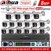 Dahua 4K 8MP 180° Panoramic Camera System 16CH NVR IPC-PFW3849S-A180-AS-PV Lot