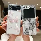 Butterfly Flowers Case For Samsung Galaxy Z Flip6 Flip5 Flip4 3 Soft Clear Cover