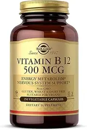Solgar Vitamin B12 500 mcg Vegetable Capsules, Unflavored, 250 Count