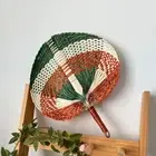 Handmade Palm-Leaf Fan Natural Rattan Fan Vintage Bamboo Woven Fan Summer