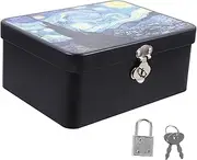 Alipis Vintage Tinplate Storage Box with Lock and Keys Elegant Jewelry Organizer Resistant Container for Home Office Stylish and Practical Design for Safe