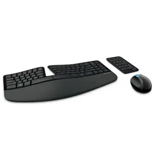 微軟 Microsoft Sculpt人體工學鍵鼠組 盒裝 獨立式數字鍵台 無線鍵盤滑鼠組 手腕支撐墊 圓頂式鍵盤
