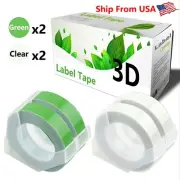 (2Green+2Clear) LabelTape Fit For Dymo 20008 Dymo 20008CP Label Makers