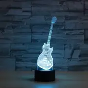 Guitar Shape 3D Colorful LED Vision Light Table Lamp, Crack Touch Version