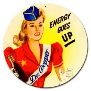 DR PEPPER ENERGY GOES UP 14" ROUND HEAVY DUTY USA MADE METAL ADVERTISING SIGN