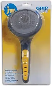 JW Gripsoft Soft Pin Slicker Brush, Grey/Yellow,8Inch