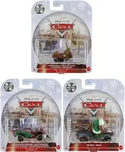 [Mattel] Disney Pixar Cars 2023 Holiday Christmas Special Edition Winter Series Set of 3 Diecast Vehicles with Mater, Lightning McQueen and Snowmobile