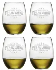 Susquehanna Set of 4 Freak Show Stemless Wine Glasses