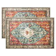 2 Pcs Washable Indoor Doormat 18 x 30 Non Slip Retro Floor Mat Area Rug Abs