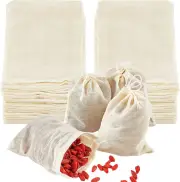 50 Pack Reusable Tea Bags, Natural Unbleached Cotton Cheesecloth Bags for Strain