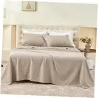 Belgian Linen Sheet Set Solid Color - 4 Pieces (1 Flat Sheet & 1 King Khaki