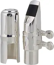 Yibuy Silver Brass Nickel-Plated #6 E-Flat Alto Saxophone Mouthpiece with Cap Ligature