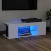 TV Cabinet, Entertainment Unit TV Stand TV Unit TV Cabinet with LED Lights White 90x39x30 cm