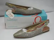 Baretraps Riva Champagne Slingback Flat Shoes Pointed Toe Womens Size 8.5M