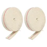 Cotton Oil Lamp Wick 3/4 Inch Flat Wide 2 Meter/6.5Ft Long Red Stitch, 2 Roll
