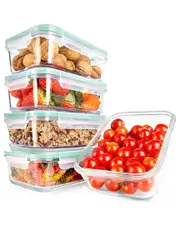 Nutrichef Green 5pc Stackable Glass Food Storage Containers