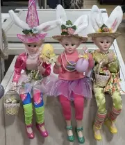 Cynthia Rowley Set of 3 Easter Elf Dolls NWT