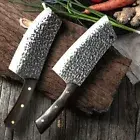 Handmade Butcher Knife Hammered Forged Steel Wood Handle Cleaver Slicing Chop XL