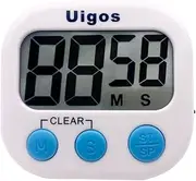 Uigos Digital Kitchen Timer II 2.0, Big Digits, Loud Alarm, Magnetic Backing, Stand, for Cooking Baking Sports Games Office (White) (1 Pack)