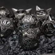Sage's Enchanted Morningstar Nickel/Black Metal Polyhedral Dice Set DnD Dice