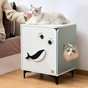Michu Hidden Cat Furniture - Cat Litter Box Enclosure and Wooden Pet House, End Table Large Enough for Most Cats and Litter Boxes