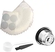 domoi 1 Pack Reusable Capsules with 100 Foil Lids- Stainless Steel Refillable Coffee Pods for Machines