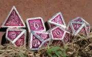 Dragon Silver Song - 7 Piece Metal Polyhedral DND RPG 5e Dice Set