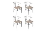 Set of 4 Levede Hans Wegner Chairs White