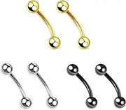 Decentraland 6PCS Silvery Black Gold With Sphere 1.2mm(16G) Eyebrow Studs Lip Studs Body Piercing Navel Belly Studs Cartilage Piercing Jewelry Titanium Steel Surgical Steel Stainless Steel 6mm