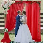 Red Sheer Backdorp Curtains 5x10FT 2 Panels Chiffon Fabric Wedding Drapes Tul...