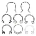 8pcs Nose Ring Surgical Steel Acrylic Septum Clicker Horseshoe Cartilage Set 16G