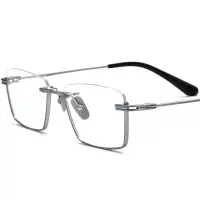 在飛比找蝦皮商城精選優惠-無螺絲半框方形商務眼鏡架男超輕純鈦金屬光學眼鏡框男士