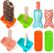 8Pcs Popsicle Holders Ice Pop Sleeves Set for Kids, Reusable Silicone Popsicle H