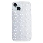 For iPhone 15 Pro Scratch Resistant Mobile Phone Protective Cover 3D Love Heart Soft TPU Back Case