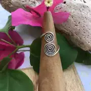 Double twirl sterling silver toe/midi ring adjustable