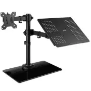 VIVO Black Laptop & Monitor Desk Stand with Glass Base, Fits up to 32" Screen