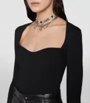 Gucci Sweetheart Neck Knit Top In Black Sz L Farfetch Recent Season
