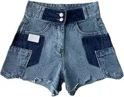[Jegsnoe] Women Irregular Washed Tassel Denim Shorts Summer Fashion High Waist Patchwork Sexy Casual Shorts