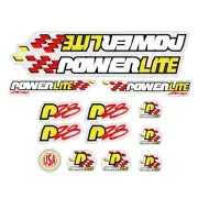 Powerlite - P28 - Red Yellow White Black on Clear decal set - old school bmx