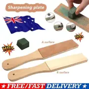 Dual Sided Leather Blade Strop Cutter Razor Sharpener Polishing Wooden Handle 4C