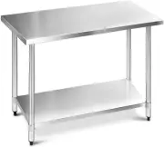 Cefito Stainless Steel Kitchen Bench, Island Cart Work Table with 2-Layers Shelf