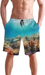 [XYMZR] Underwater Coral Fish Men's Swim Trunks Quick-Dry Bathing Suit Swimming Board Shorts S