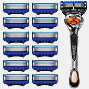 5 Blade Razor for Men with Lubrication and Precision Beard Trimmer, Handle and 12 Cartridges (Cartridges fit Razor Handles only)